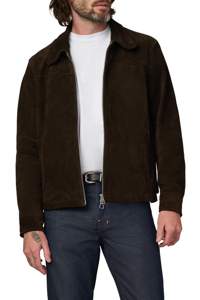 Suede Zip Jacket, Main, color, WREN
