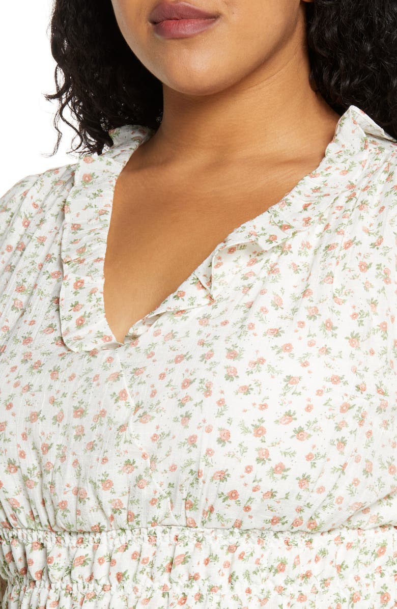 1.STATE Rosettes Smocked Waist Top, Alternate, color, Soft Rosettes