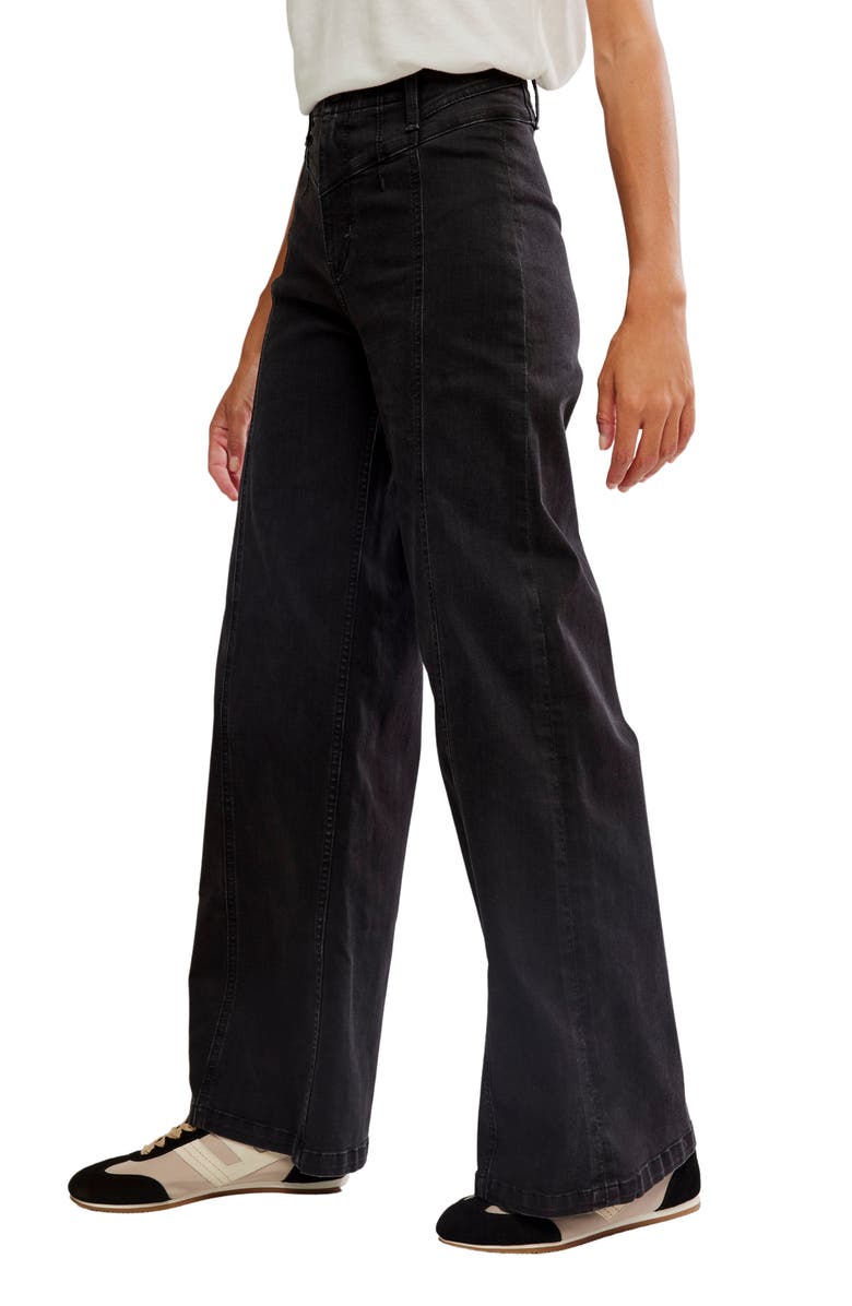 Free People Libre Front Yoke Wide Leg Jeans, Alternate, color, Cafe Noir