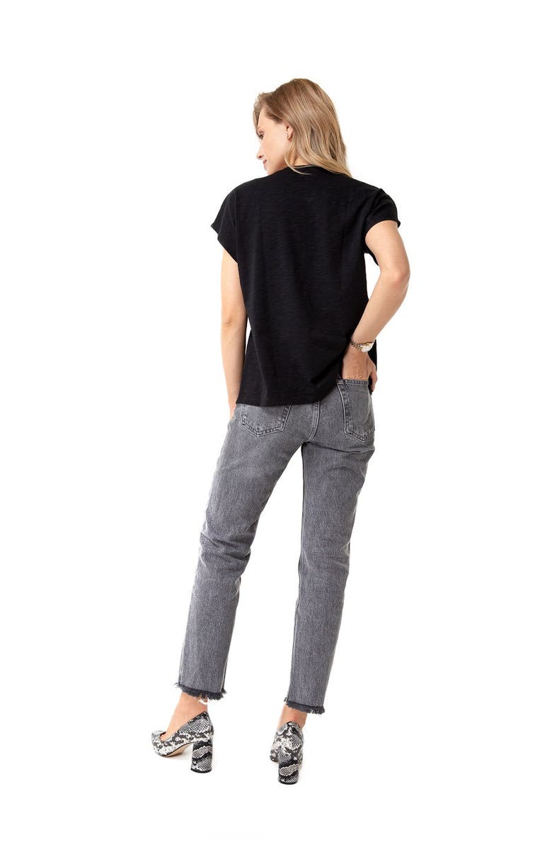 Accouchée Handy Crossover Short Sleeve Cotton Maternity/Nursing Top, Alternate, color, Black