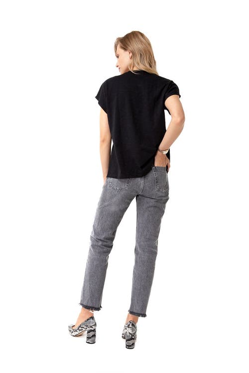 Accouchée Crossover Short Sleeve Cotton Maternity/nursing Top In Black