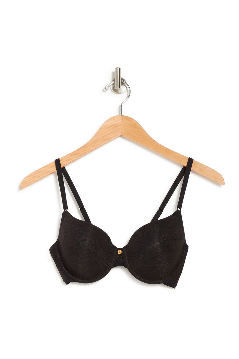 Sheer Jacquard Full Fit Contour Underwire Bra, Alternate, color, BLACK