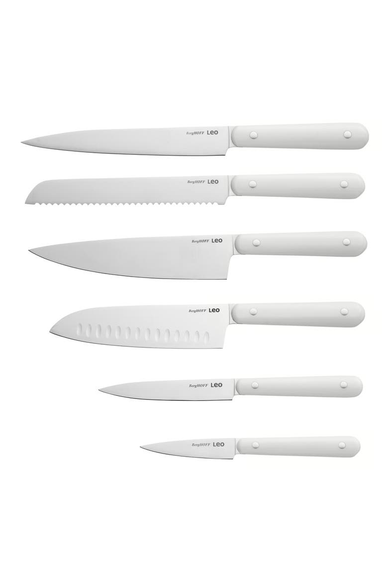Leo Spirit 7-Piece Knife Block Set, Alternate, color, WHITE/ BEIGE