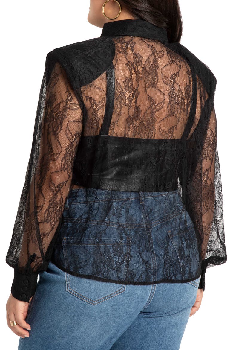 Sheer Lace Blouse, Alternate, color, TOTALLY BLACK