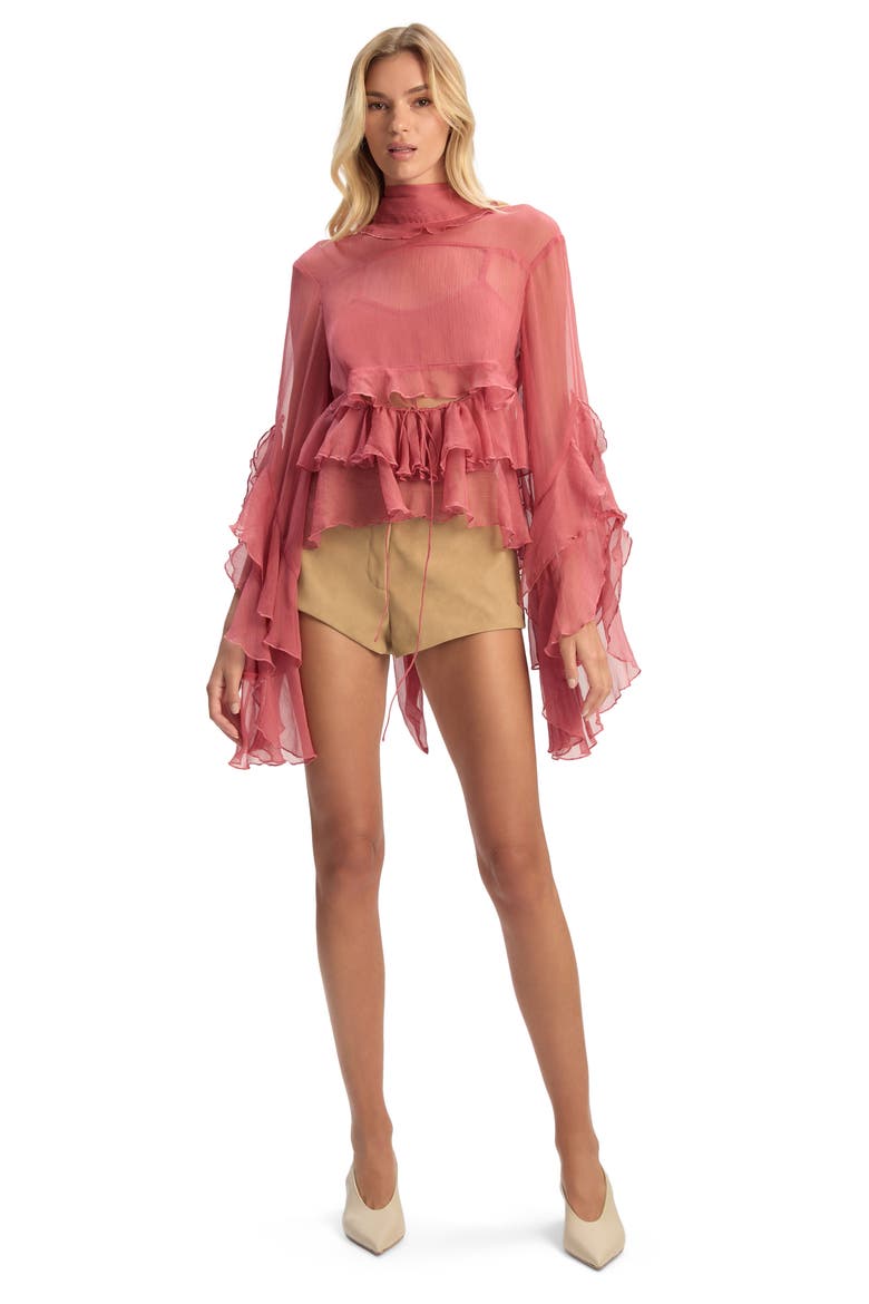 Anyssa Crinkle Chiffon Babydoll Top, Alternate, color, ROSE