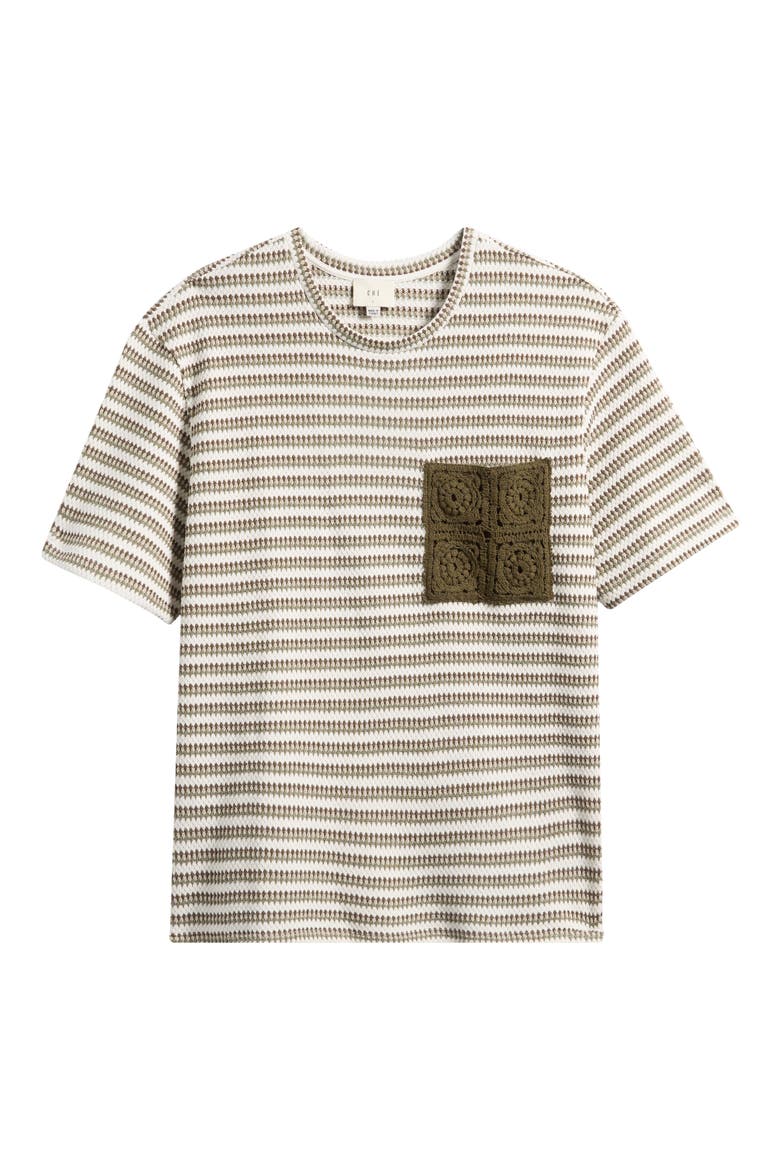 Mathias Stripe Jacquard Pocket T-Shirt, Main, color, KHAKI- 03