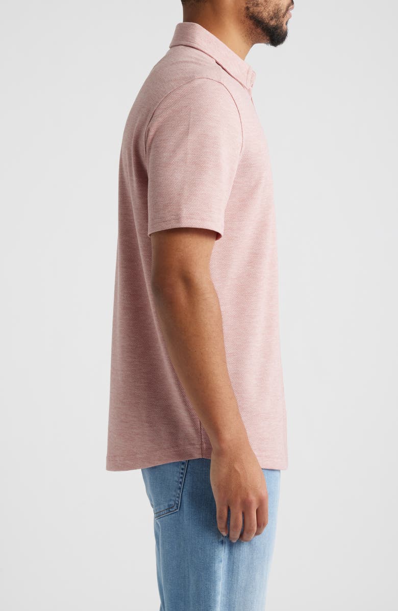 Johnston & Murphy Bennett Short Sleeve Heathered Cotton Blend Button-Up Shirt, Alternate, color, Pink Honeycomb