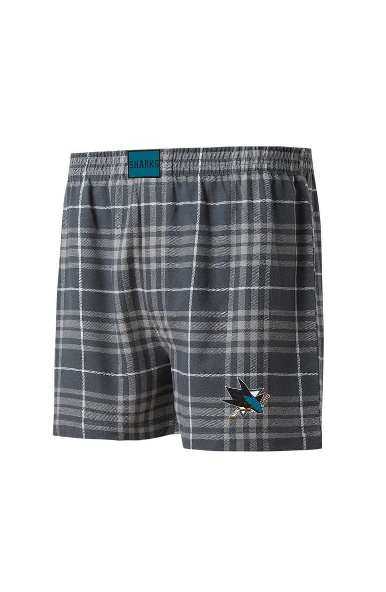 CONCEPTS SPORT Men's Concepts Sport Charcoal/Gray San Jose Sharks Concord Flannel Boxers, Main, color,