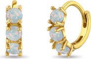 In Season Jewelry 14k Gold Opal Pronged Hoops