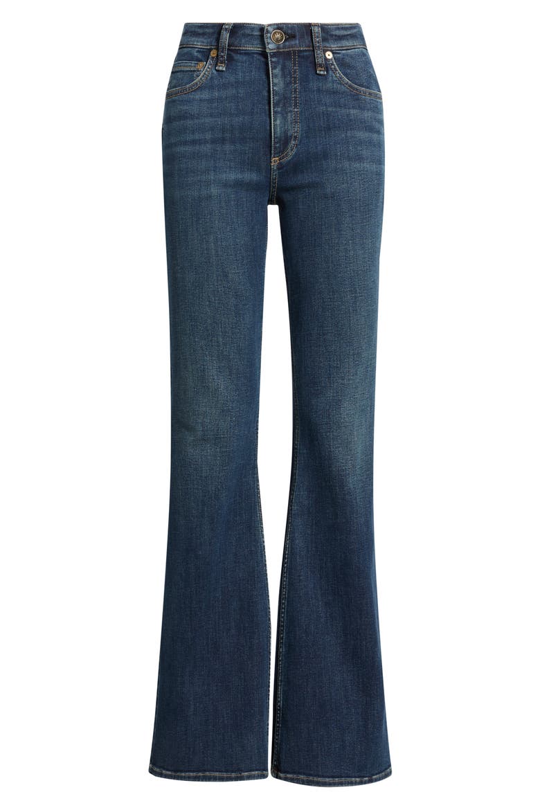 Flexi Dahlia Mid Rise Flare Jeans, Alternate, color, DARK BLUE