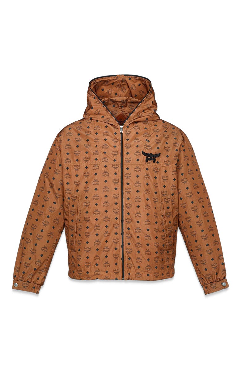 MCM Monogram Print Windbreaker in ECONYL<sup>®</sup>, Alternate, color, Brown