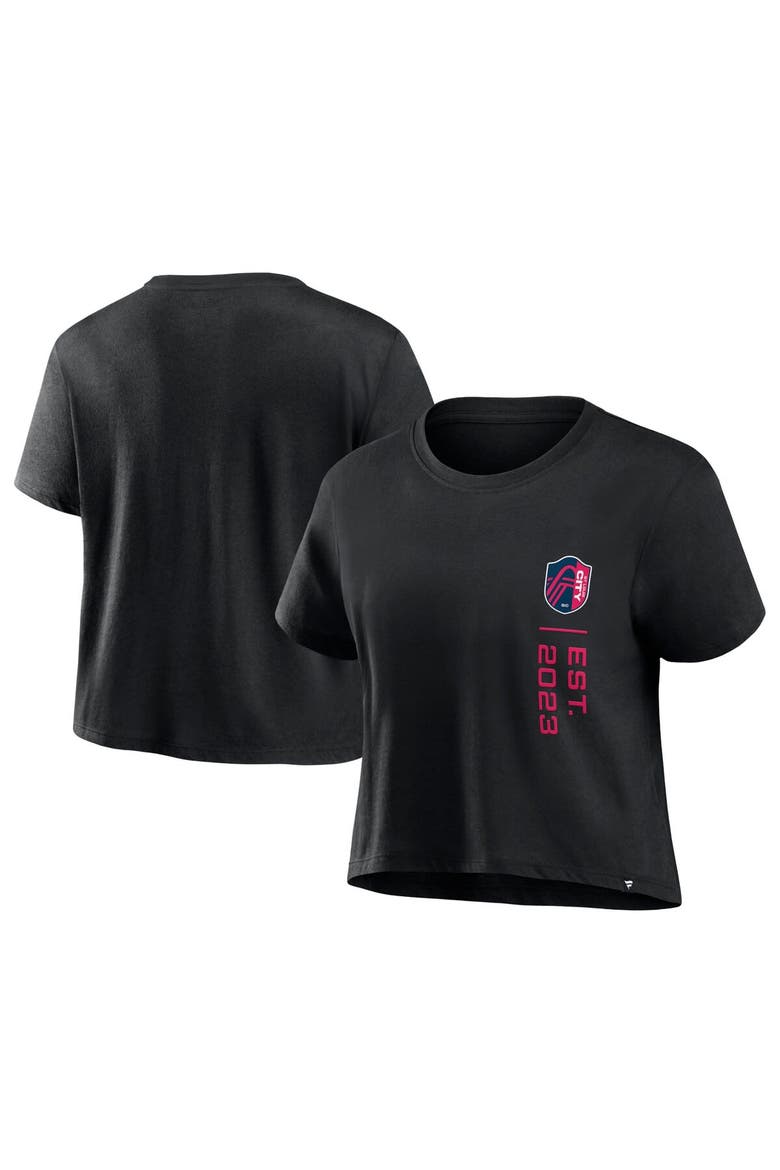 Women's Fanatics Branded Black St. Louis City SC Chip Pass Fashion Cropped T-Shirt, Main, color, Black
