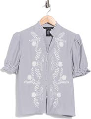 Forgotten Grace Embroidered Striped Short Sleeve Shirt