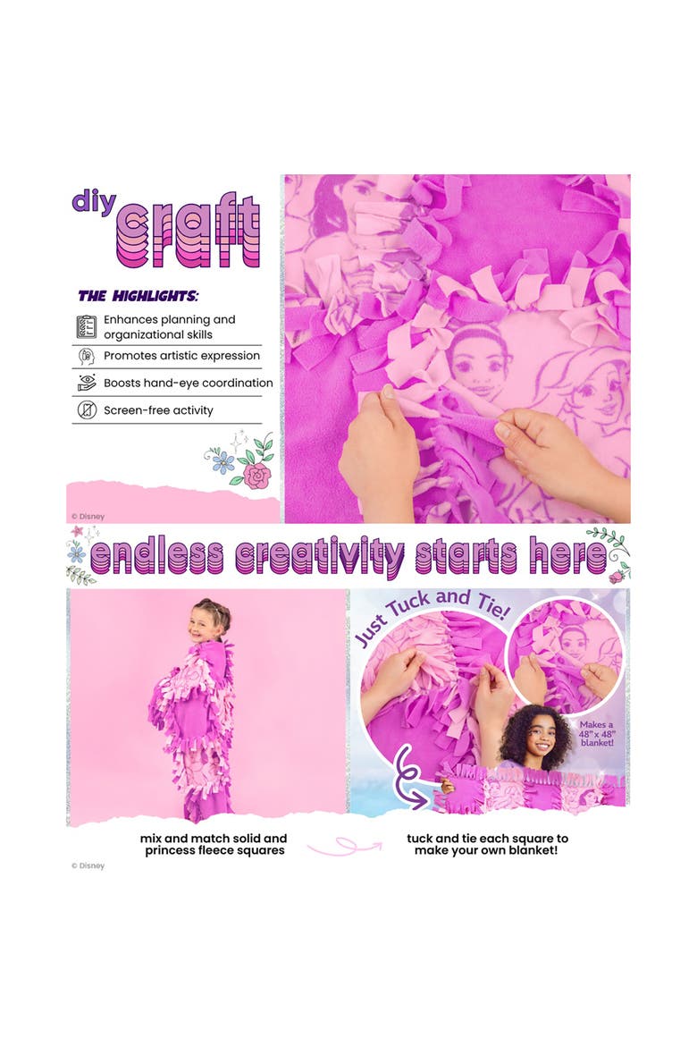 No Sew Blanket, Disney Princess, DIY 48 Inch Blanket Craft Kit, Alternate, color, Multicolored
