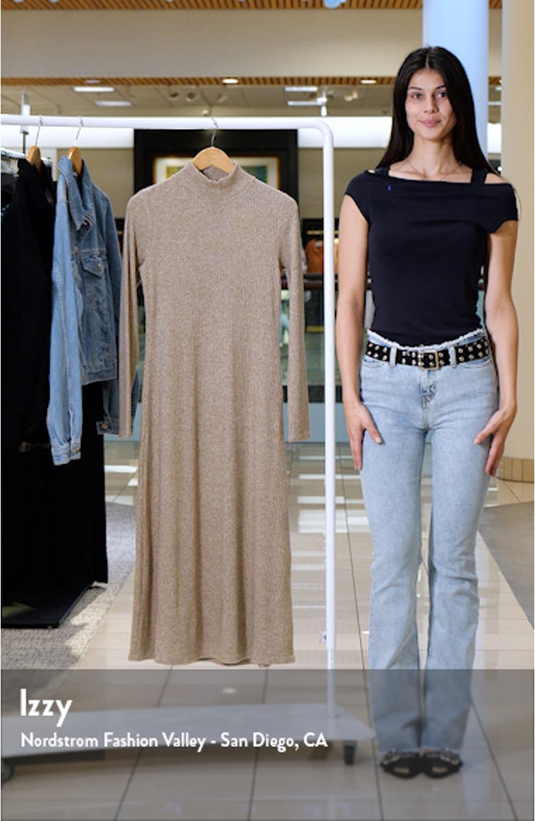 Rib Mock Neck Long Sleeve Knit Dress, sales video thumbnail