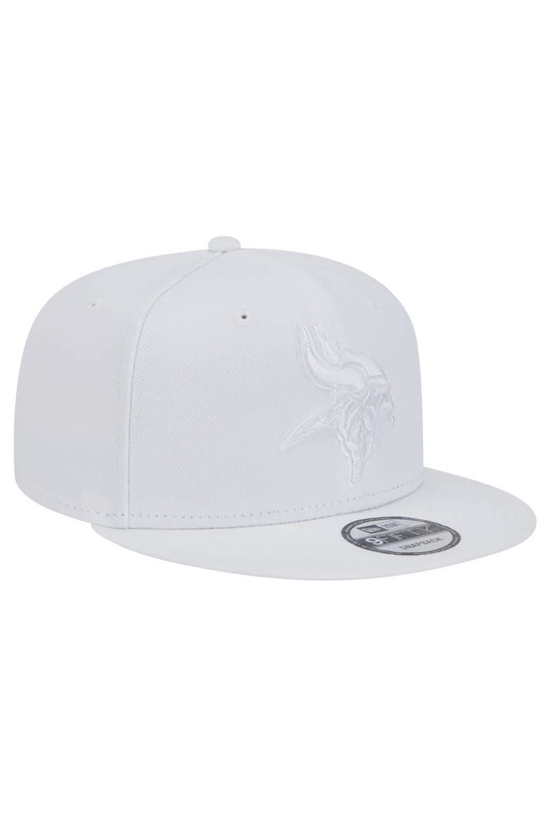 Men's New Era Minnesota Vikings Main White on White 9FIFTY Snapback Hat, Alternate, color, White