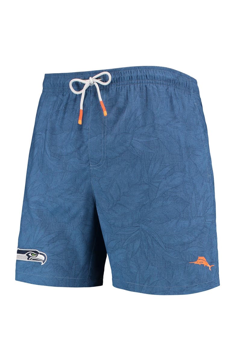 Tommy Bahama Men's Tommy Bahama College Navy Seattle Seahawks Naples Layered Leaves Swim Trunks, Alternate, color, Blue