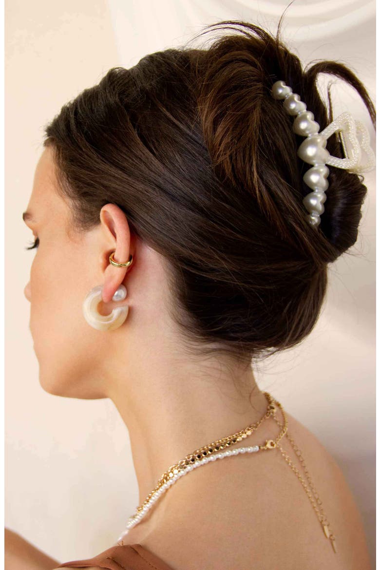 Imitation Pearl Jaw Clip, Alternate, color, WHITE