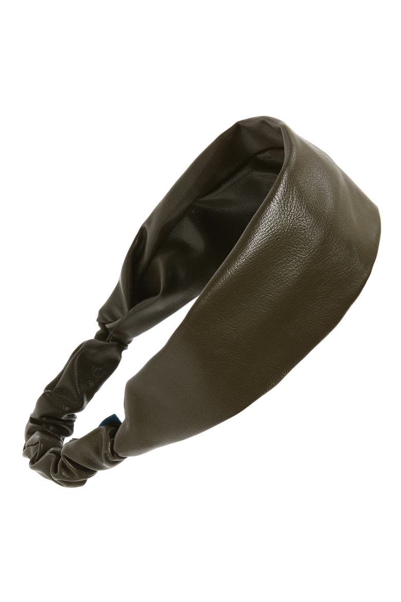 Faux Leather Head Wrap, Main, color, OLIVE