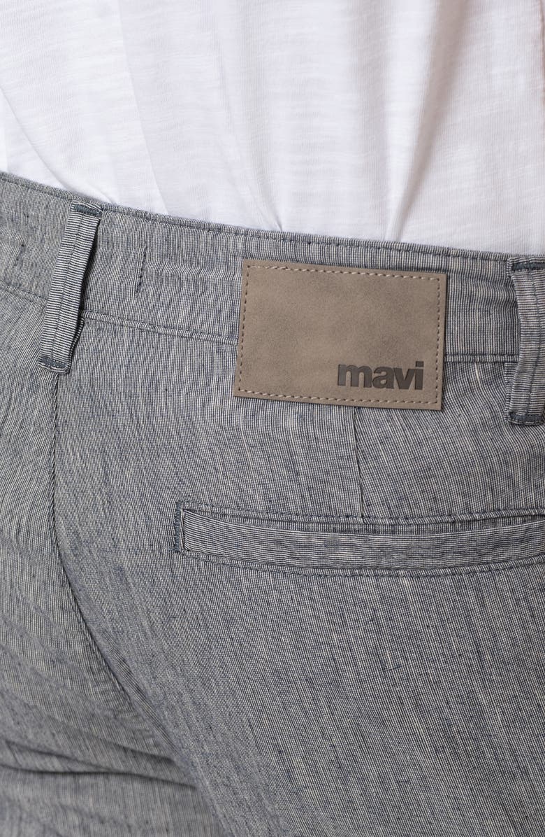 Mavi Jeans Noah Flat Front Slub Cotton & Linen Chino Shorts, Alternate, color, Navy Linen Stripe