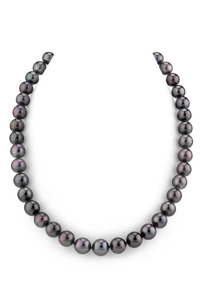 9-11mm Eggplant Tahitian South Sea Pearl Necklace - Premier AAAA Quality, Main, color, White Gold Clasp