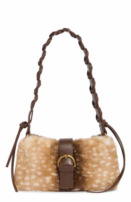 Faux Fur Baguette Shoulder Bag