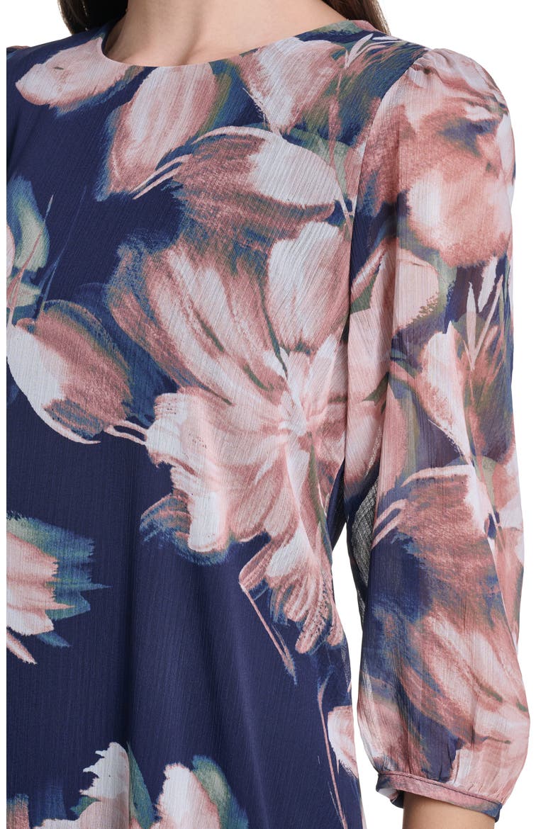 Floral Chiffon Trapeze Dress, Alternate, color, INDIGO MULTI