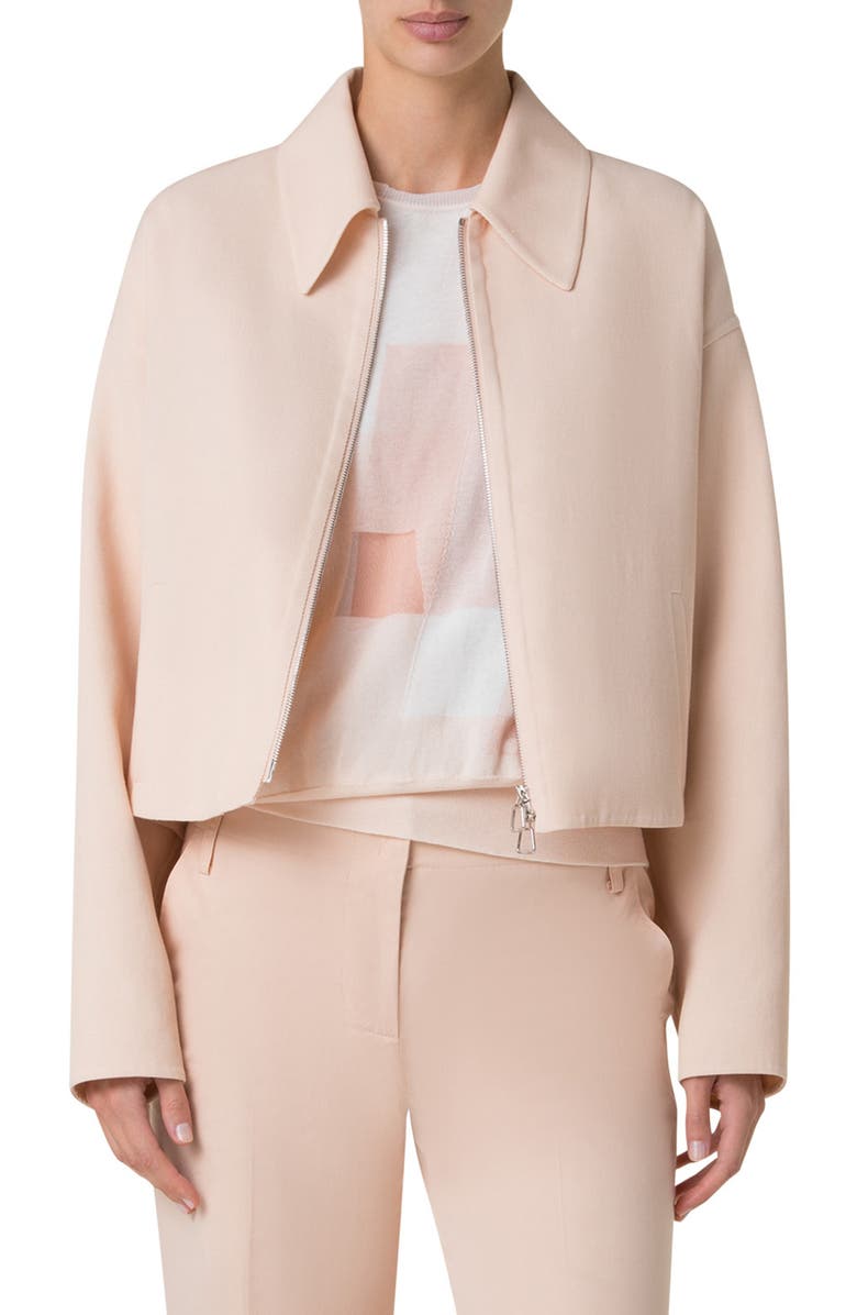 Akris Ander Cotton Double Face Crop Jacket, Main, color, Seashell