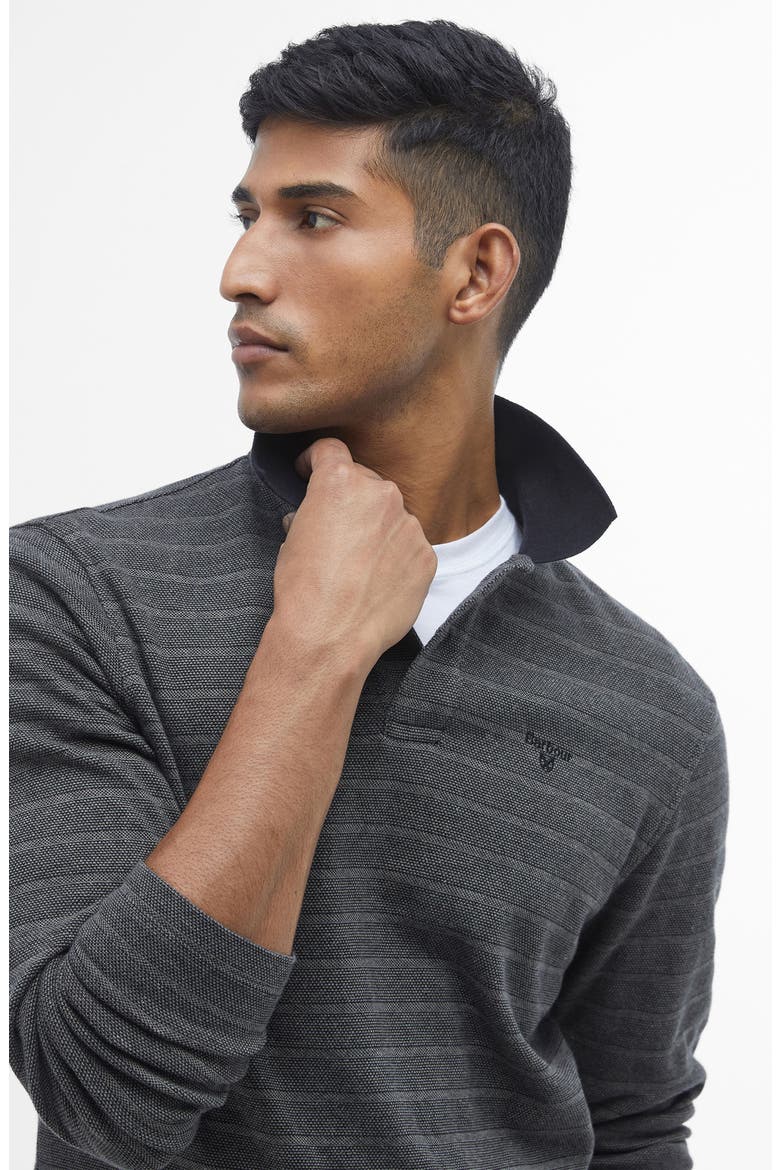 Cleveland Ribbed Long Sleeve Polo, Alternate, color, BLACK MIX