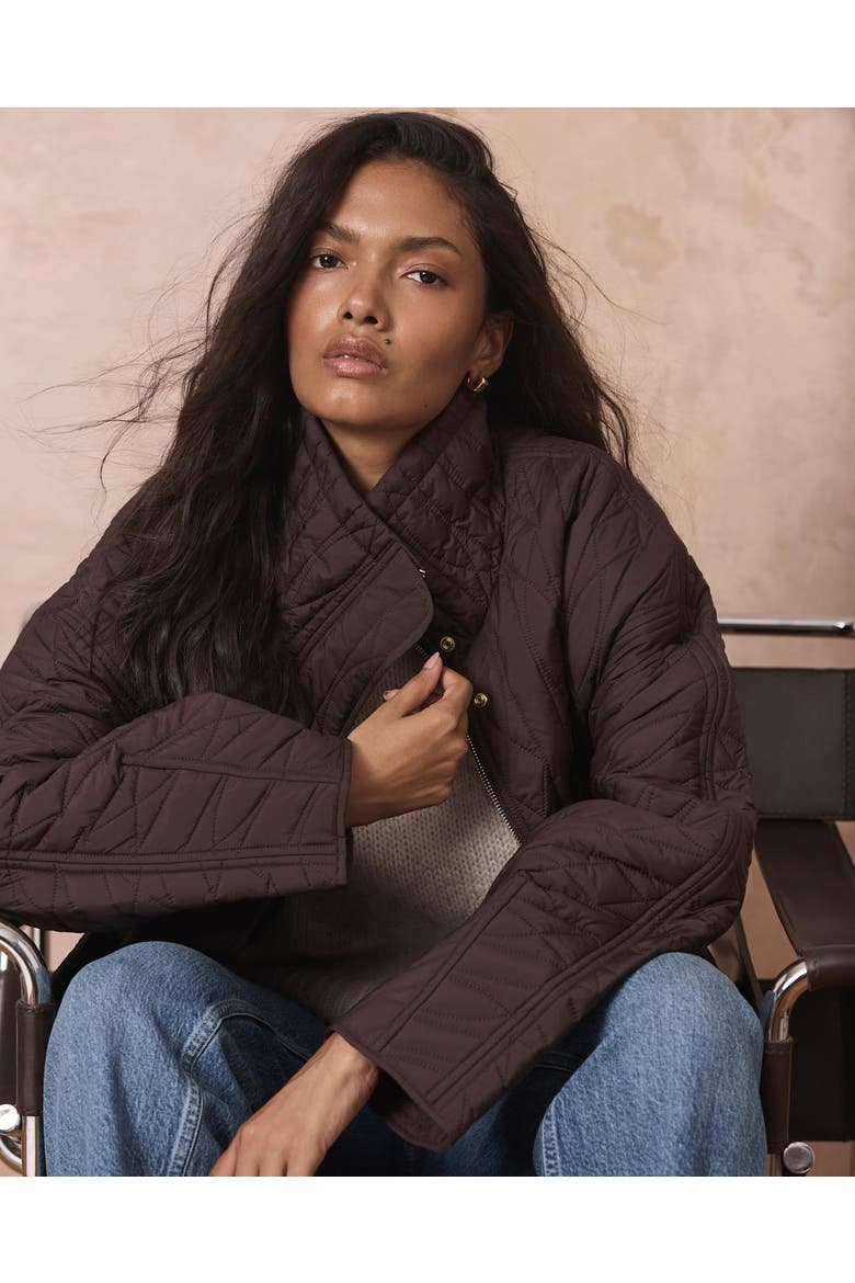 Quilted Peplum Jacket, Alternate, color, Burgundy