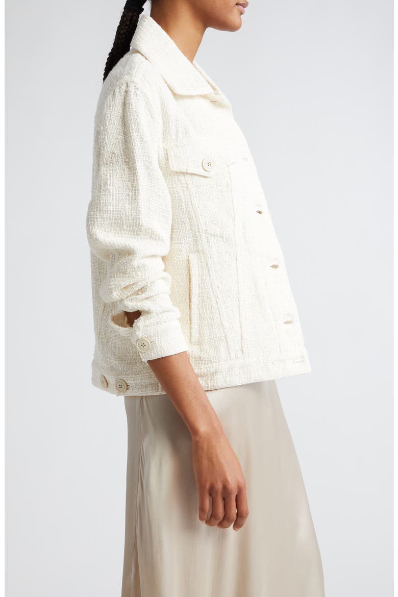 Slub Weave Cotton Blend Trucker Jacket, Alternate, color, IVORY