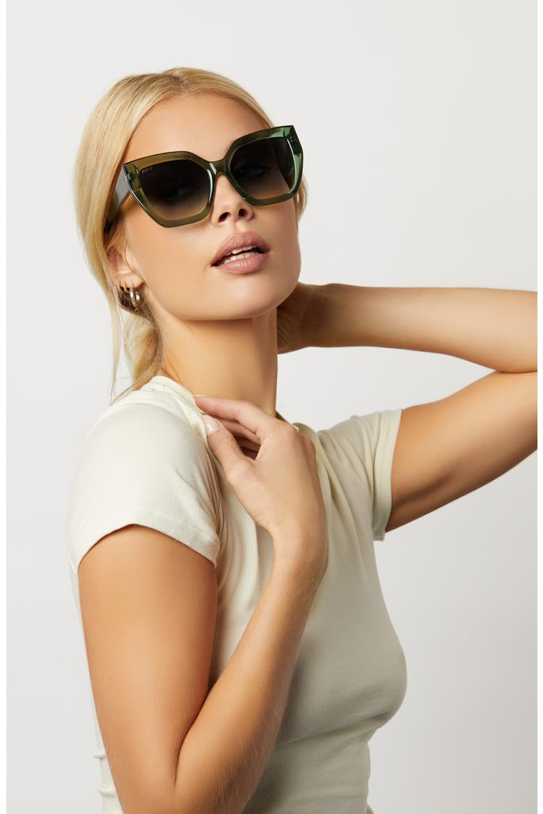 Blaire 55mm Gradient Cat Eye Sunglasses, Alternate, color, SAGE CRYSTAL / G15