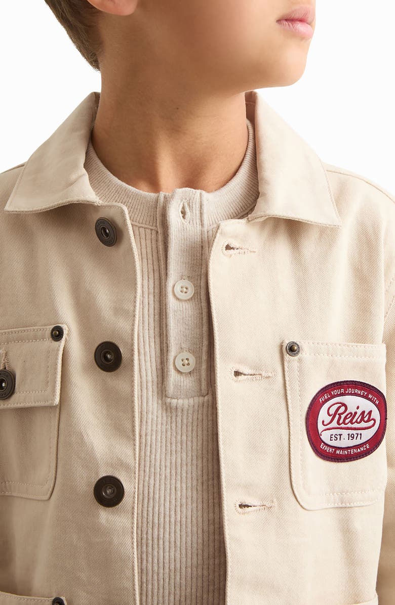 Reiss Kids' Copeland Cotton Twill Button-Up Chore Coat, Alternate, color, Off White