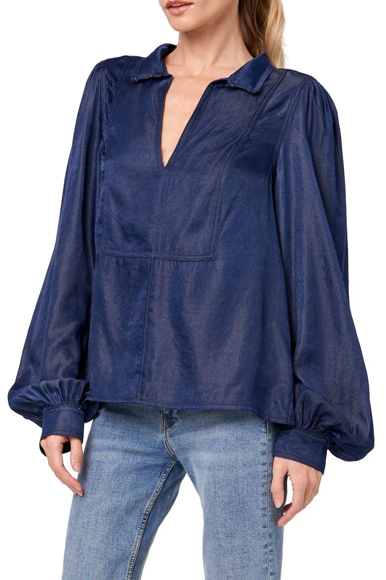 Xavia Split Neck Top, Alternate, color, BLUE