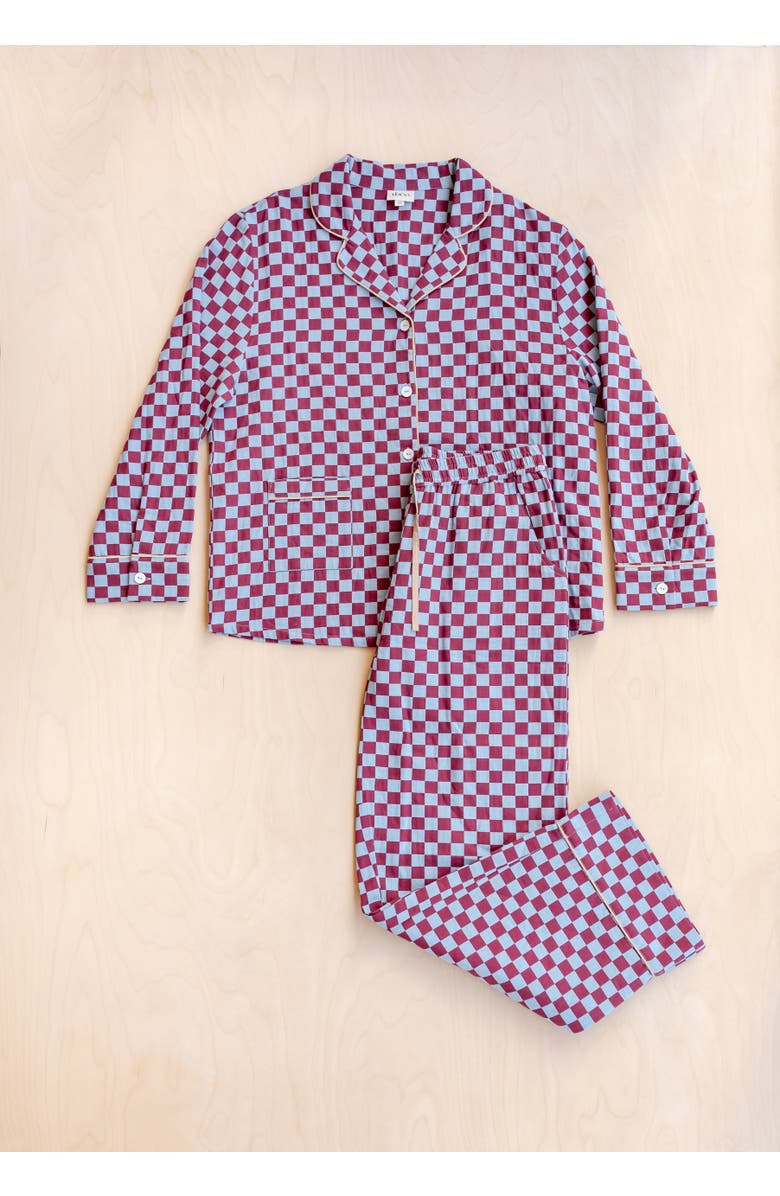 TBCo Cotton Long Sleeve Pajamas, Alternate, color, Blue Checkerboard