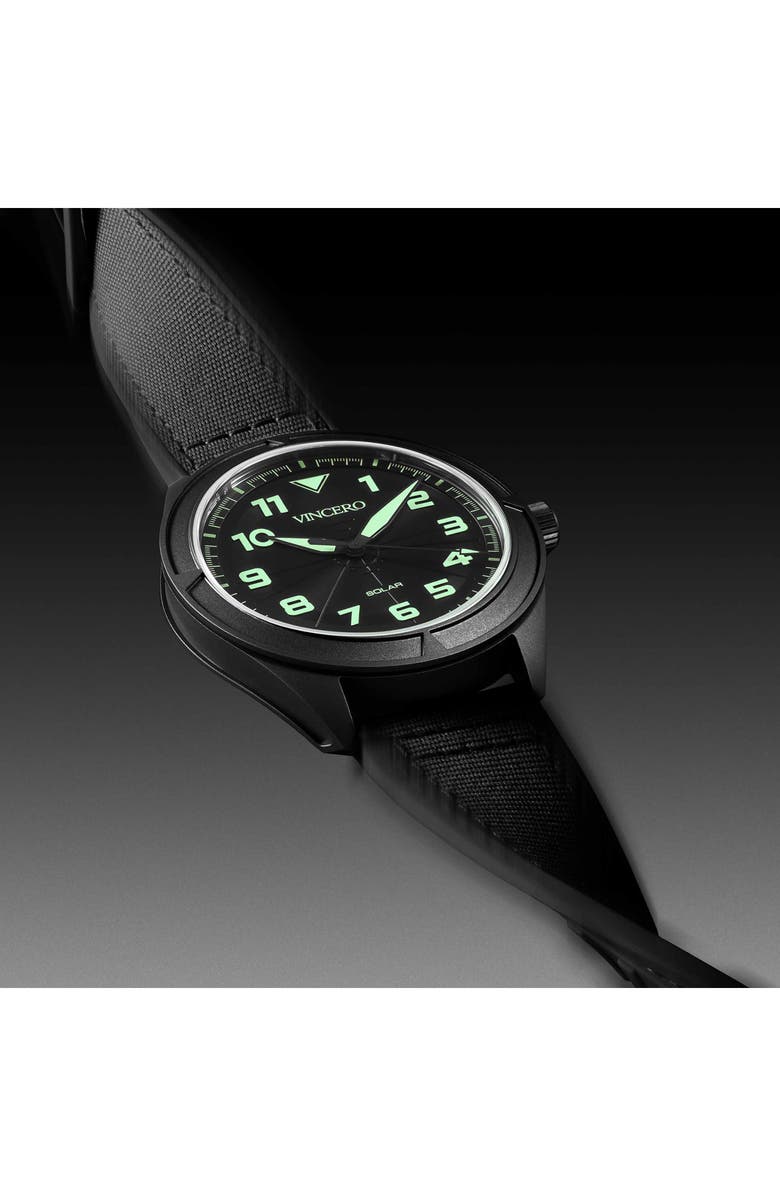 Vincero The Stratos Titanium Solar Webbing Strap Watch, 41mm, Alternate, color, Dark Matter