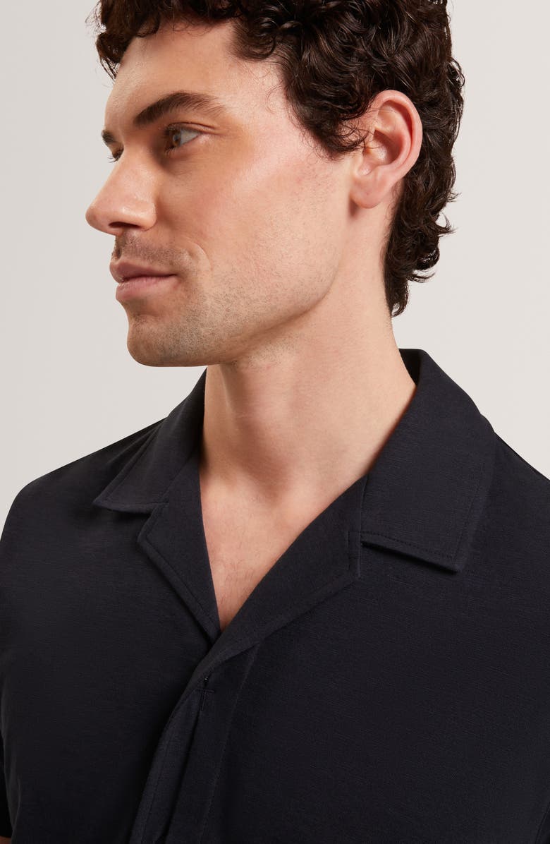 Ted Baker Fendry Cotton & Linen Knit Camp Shirt, Alternate, color,