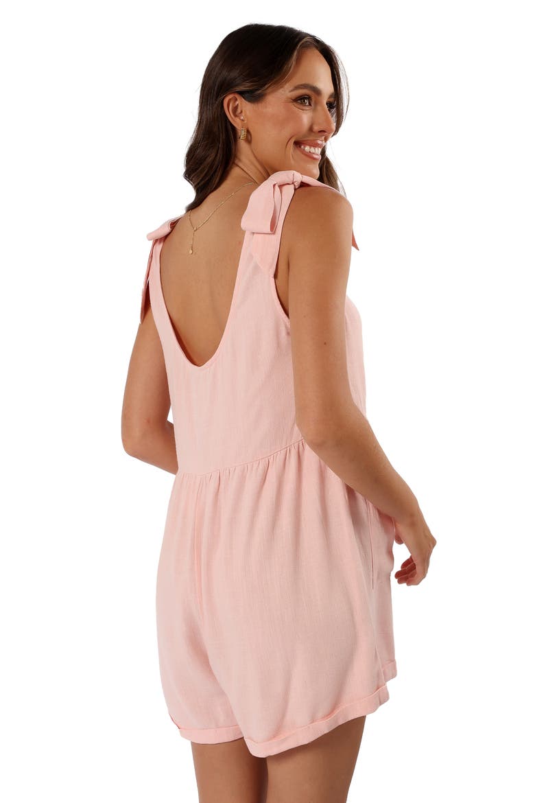 Lindy Sleeveless Linen Romper, Alternate, color, PINK