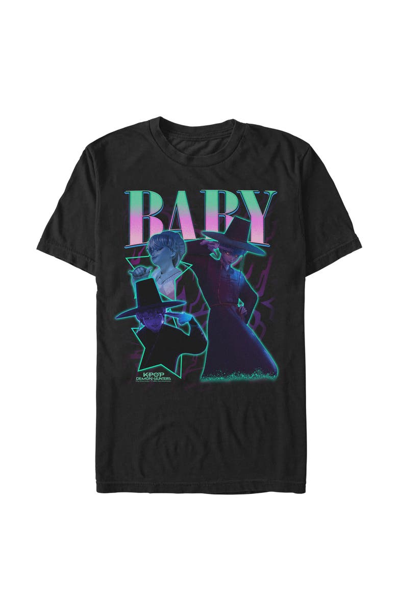 KPop Demon Hunters Men's KPop Demon Hunters Baby Saja Collage  Graphic T-Shirt, Main, color, Black