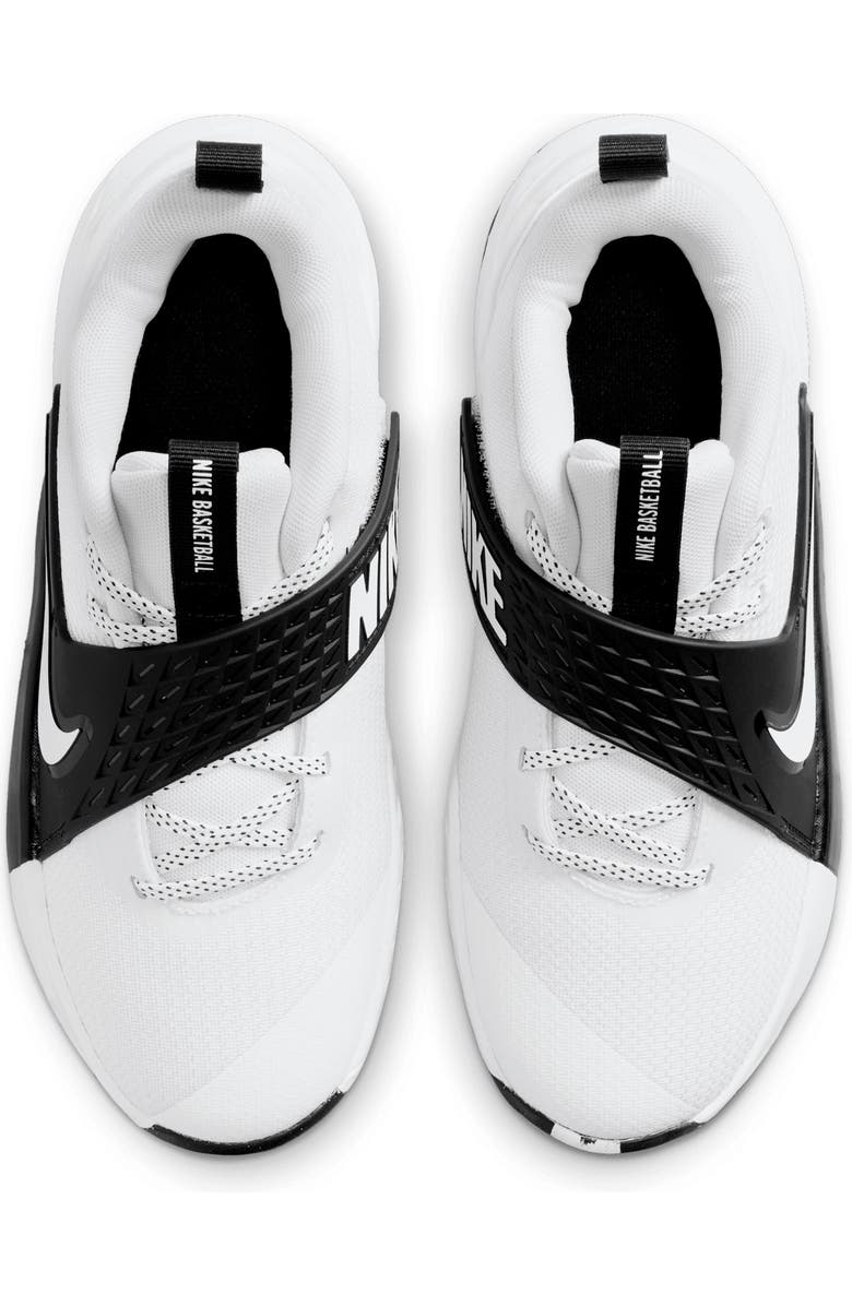 Nike Kids' Team Hustle D 12 Basketball Shoe, Alternate, color, White/ Black/ White