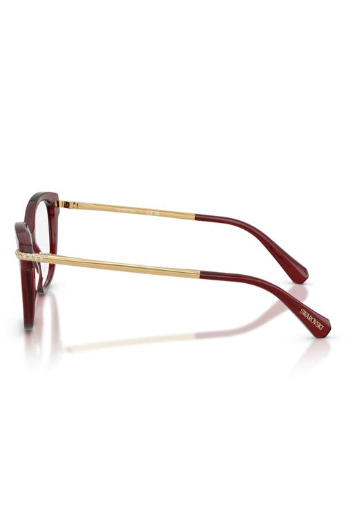 Swarovski 49mm Crystal Embellished Square Optical Glasses In Transp Burgundy/demo Lens