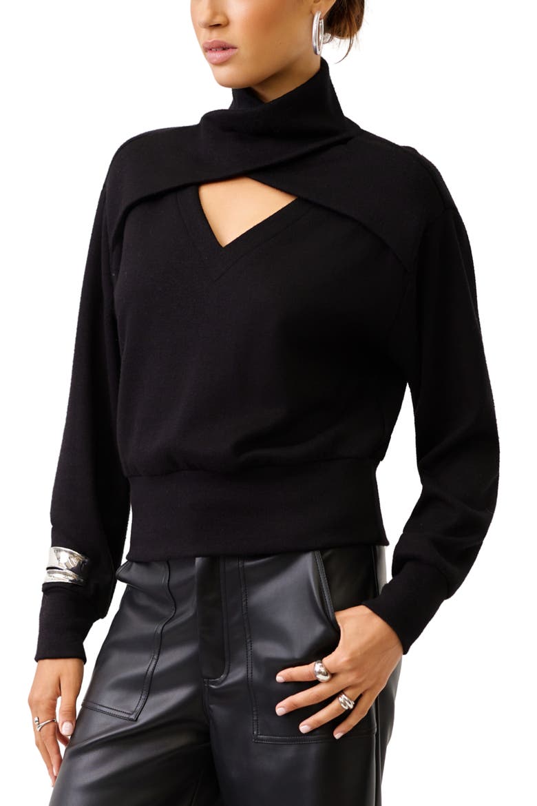 Caly Turtleneck Sweater, Alternate, color, BLACK