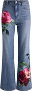 Alice + Olivia Chic Placed Floral Wide Leg Jeans
