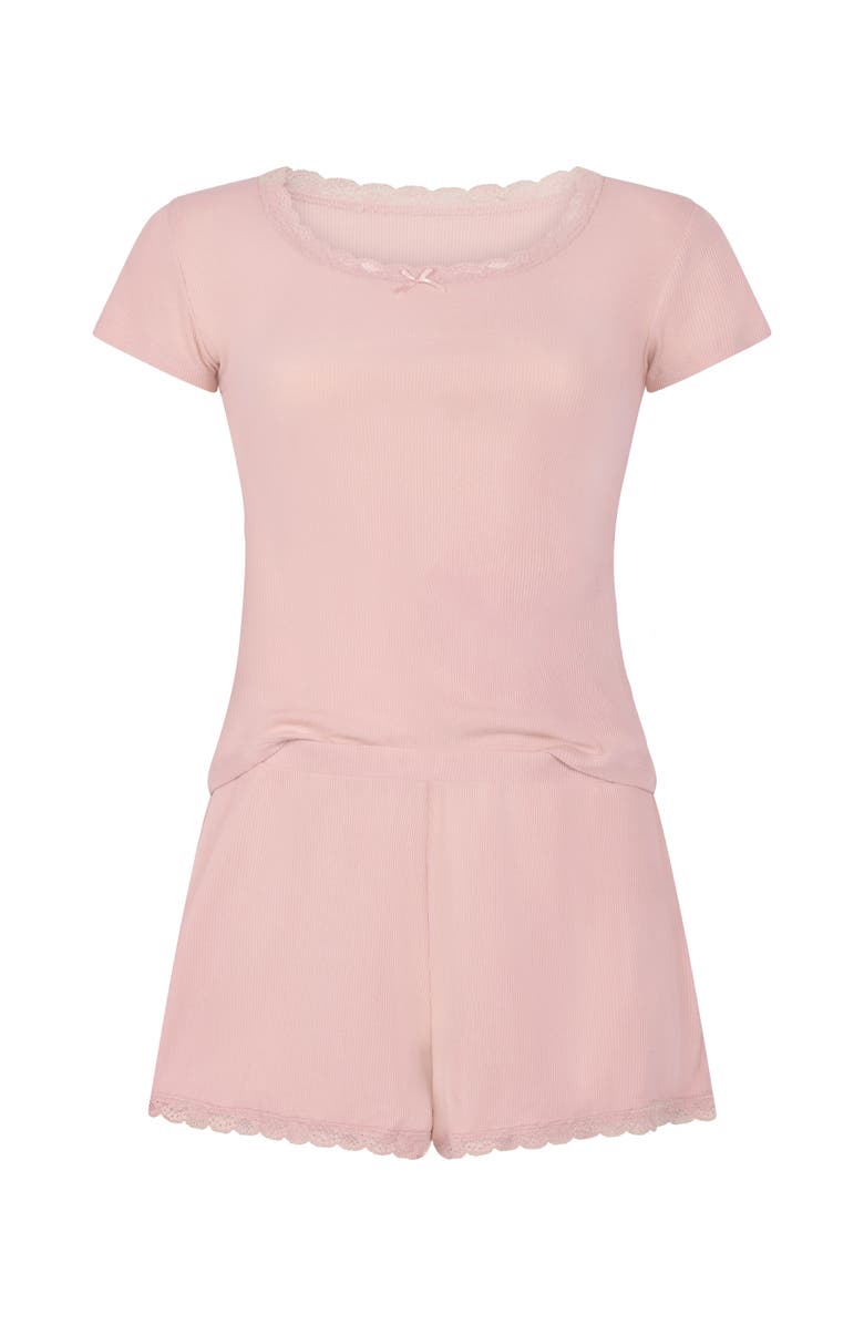 Hunkemöller Rib Lace Pyjama Set, Alternate, color, Pale Mauve