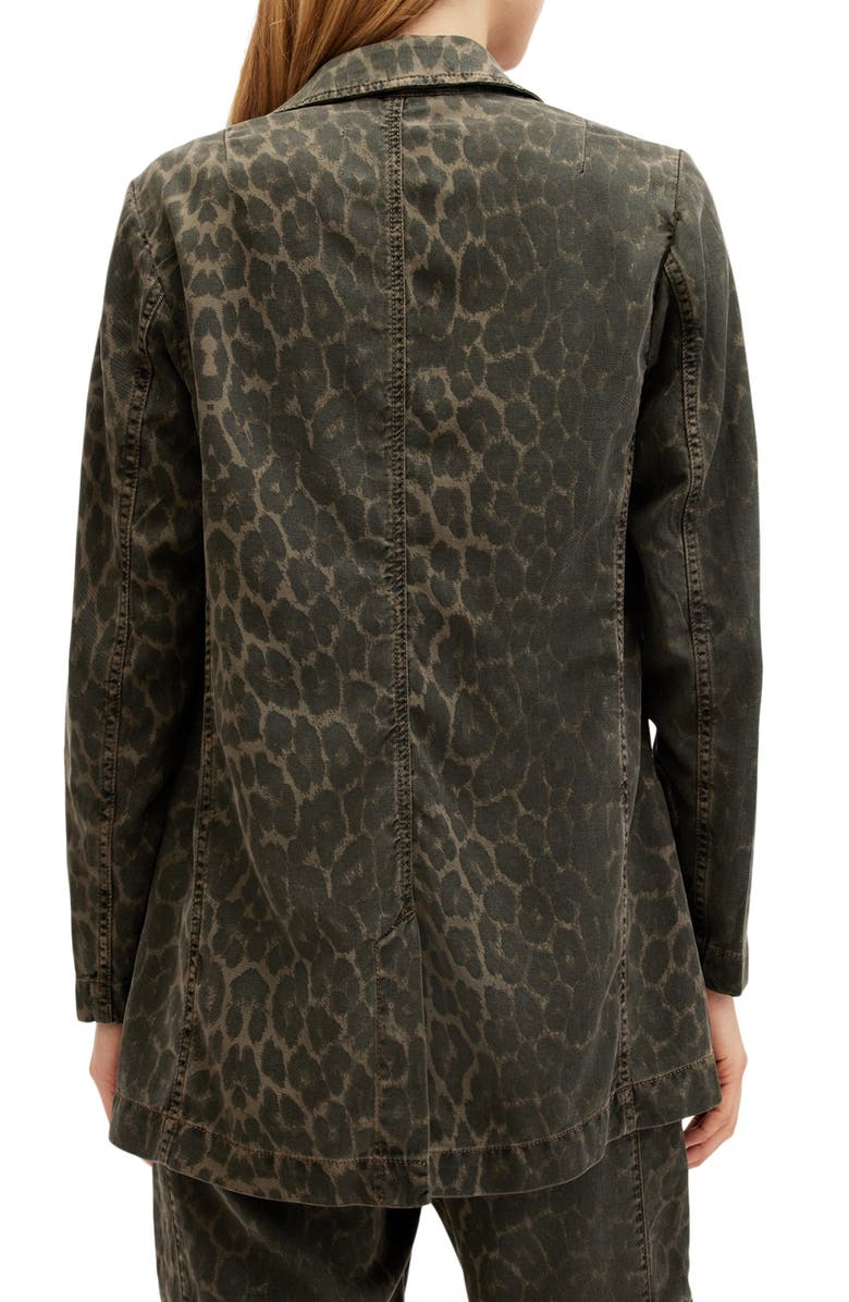 AllSaints Aleida Denim Blazer, Alternate, color, Leopard Green