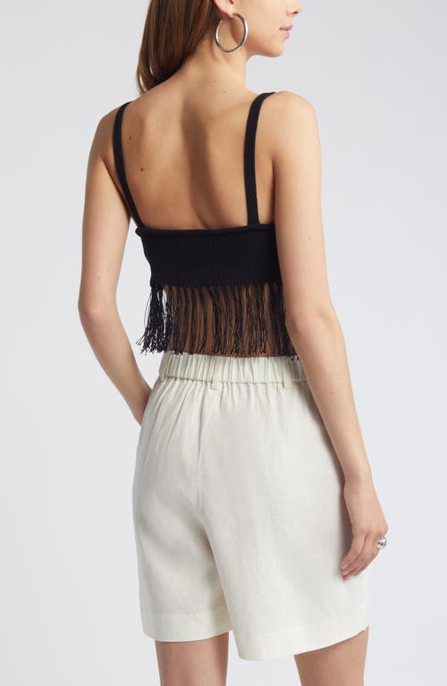 Open Edit Fringe Sweater Bralette In Black