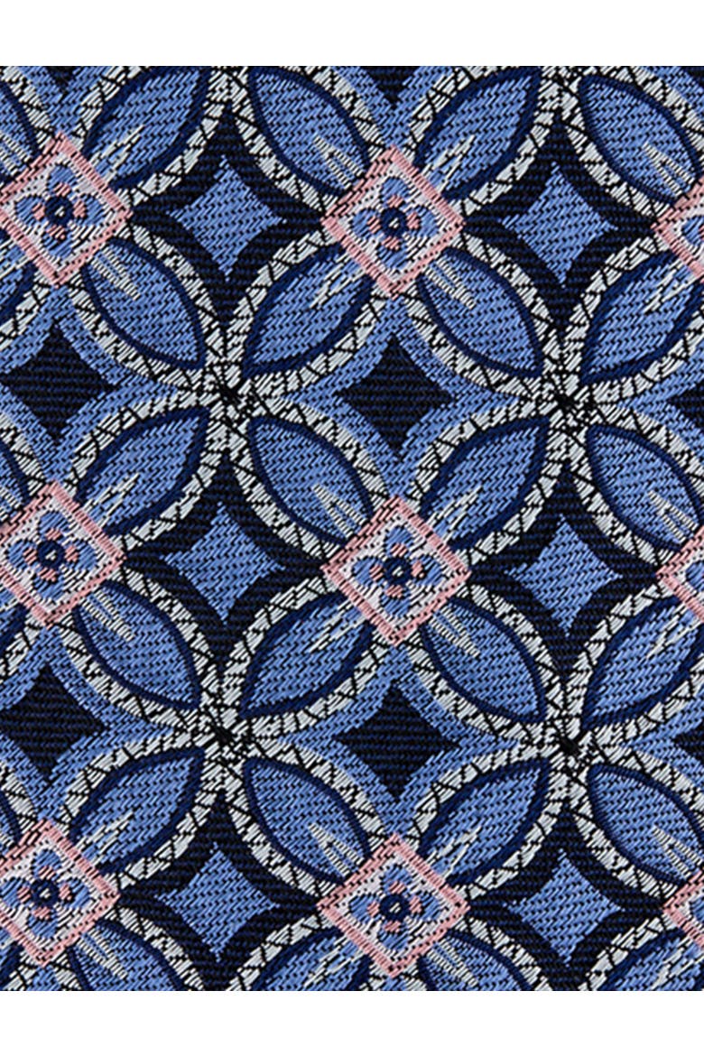 Big & Tall Geometric Pattern Silk Tie V2, Alternate, color, BLUE