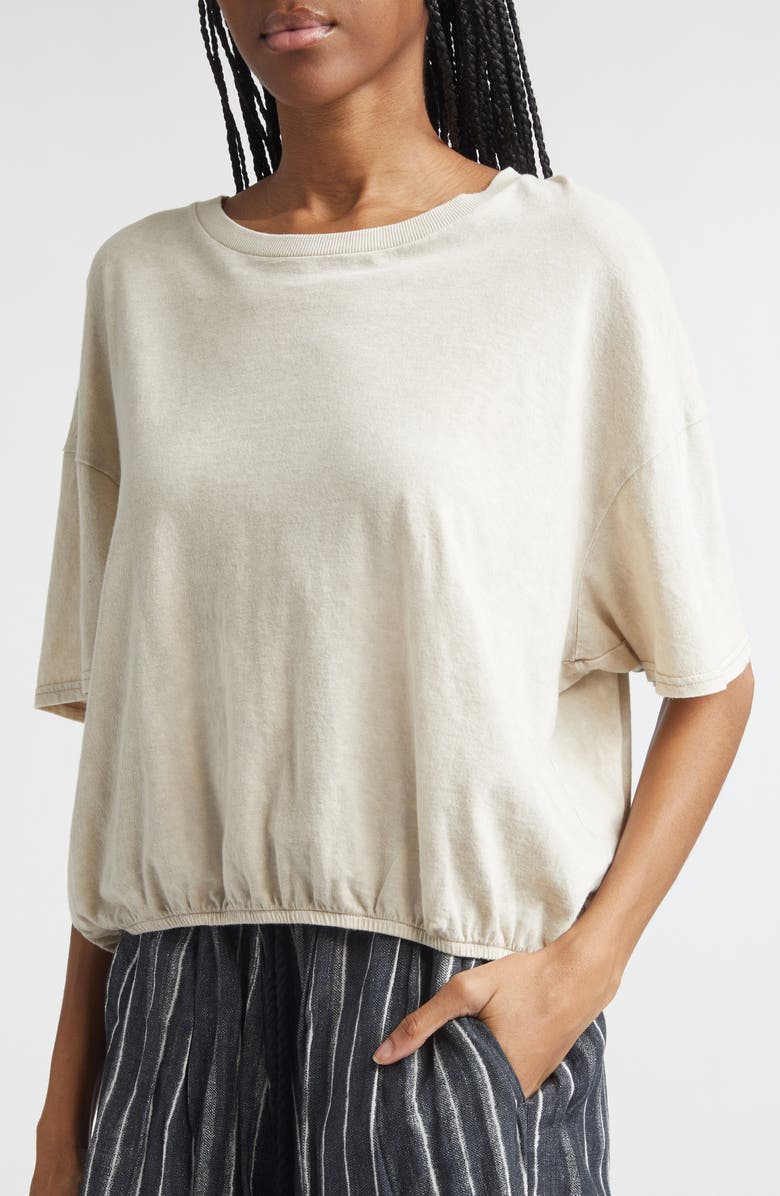 R13 Gathered Hem Cotton & Cashmere T-Shirt, Alternate, color, Khaki Acid Stone