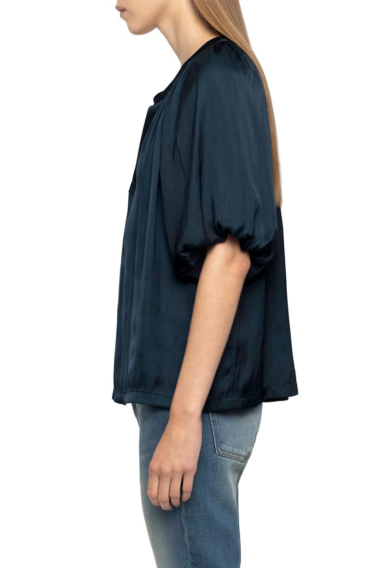 Teko Satin Top, Alternate, color, MARINE
