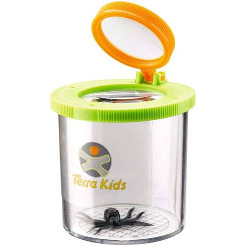 Terra Kids Beaker Magnifier Clear Bug Catcher with two Magnifying Glasses for Children's Nature Exploration